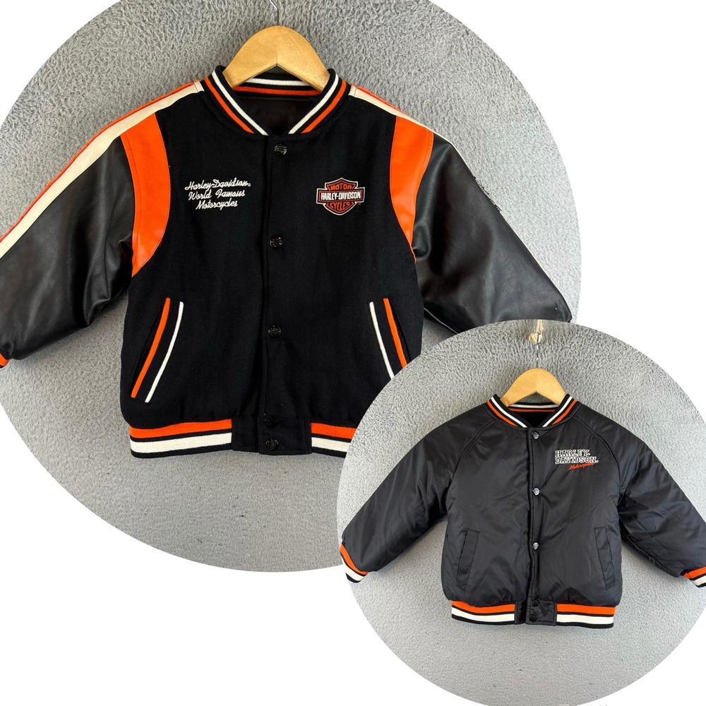 Youth Kid Harley Davidson Kids Reversible Varsity Jacket Embroidered 4T
